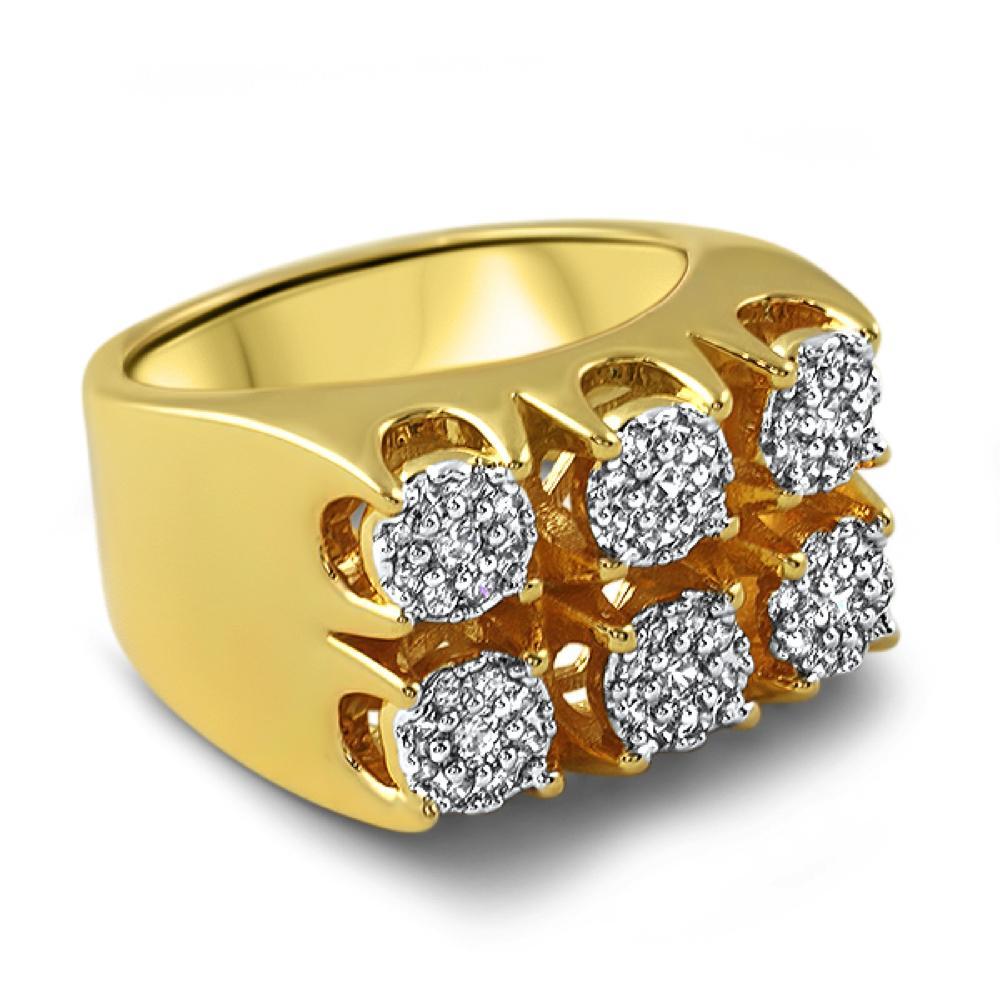 Gold Cluster Settings Hip Hop Ring