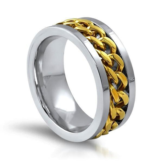 Gold Cuban Chain Link Stainless Steel Ring