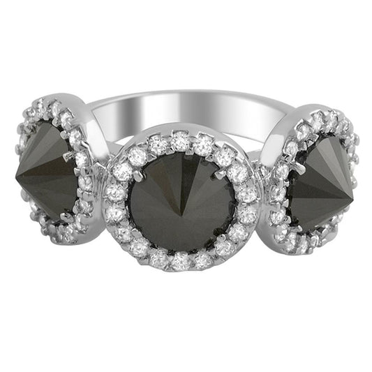 Reverse Black CZ Diamond Fashion Pave Ladies Ring