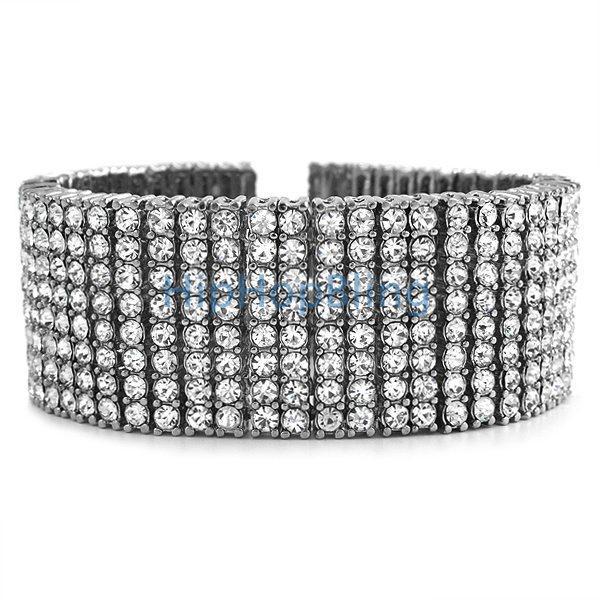 Totally Bling Rhodium 8 Row Bracelet