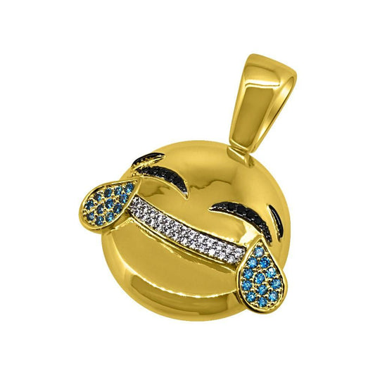 LOL Emoji CZ Bling Bling Gold Pendant