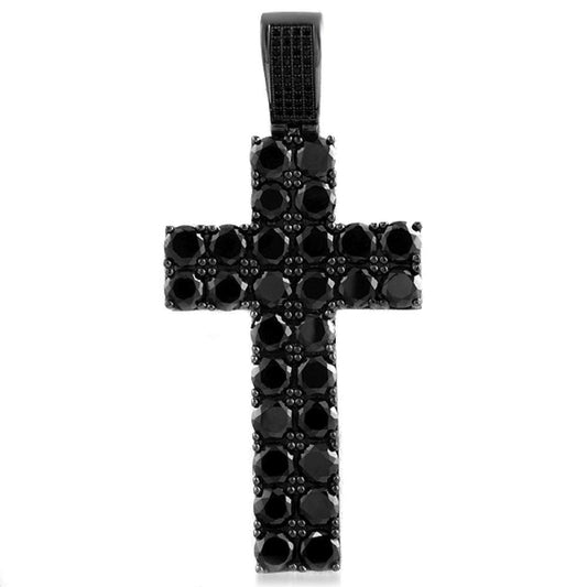 Double Diamond Black CZ Bling Bling Cross