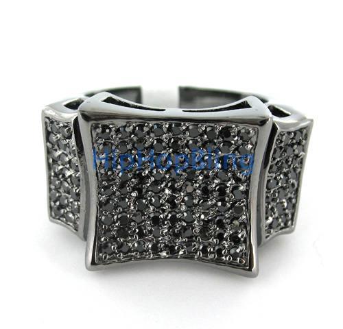 Kite CZ Bling Bling Black on Black Mens Ring