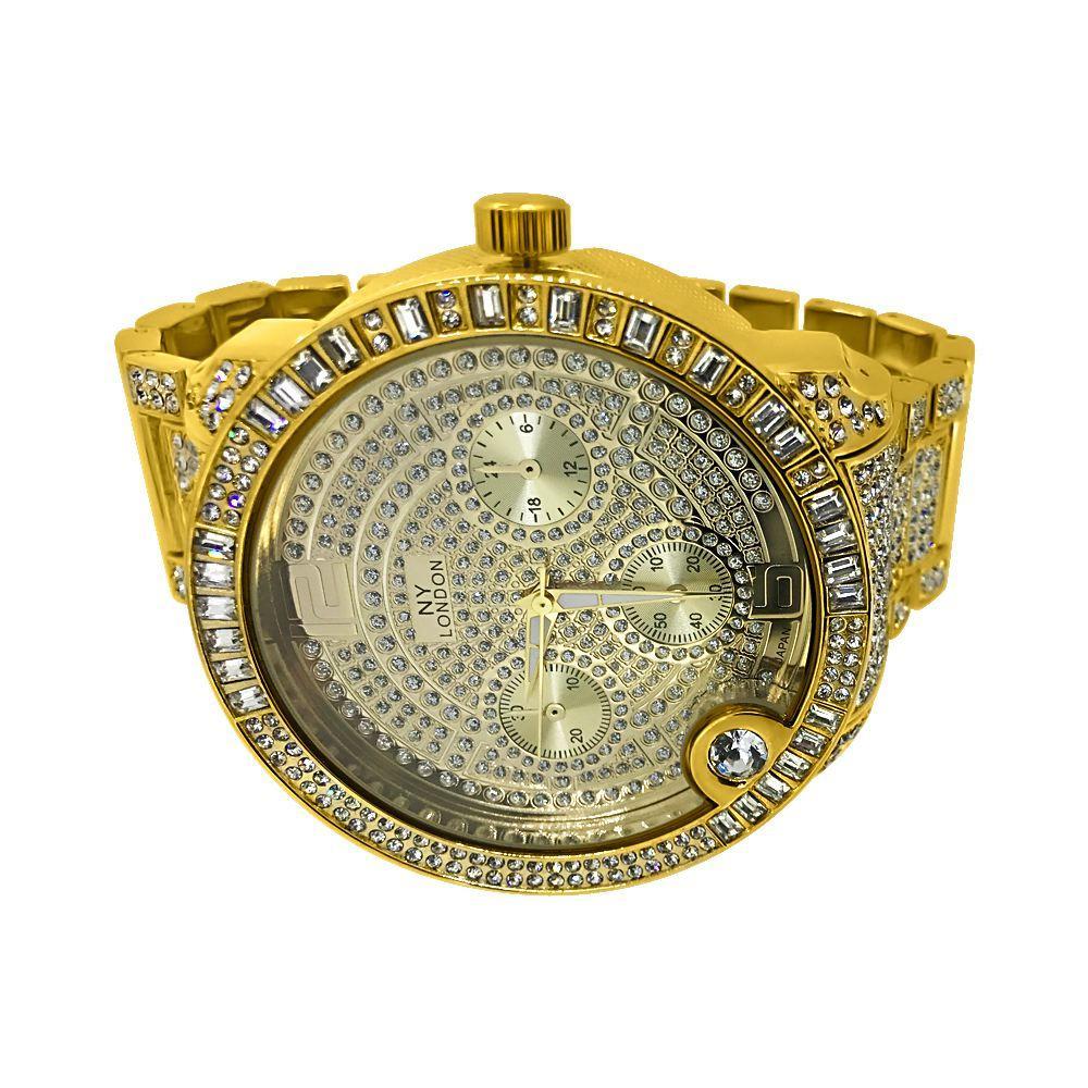 Huge Baguette Bezel Gold Bling Bling Watch