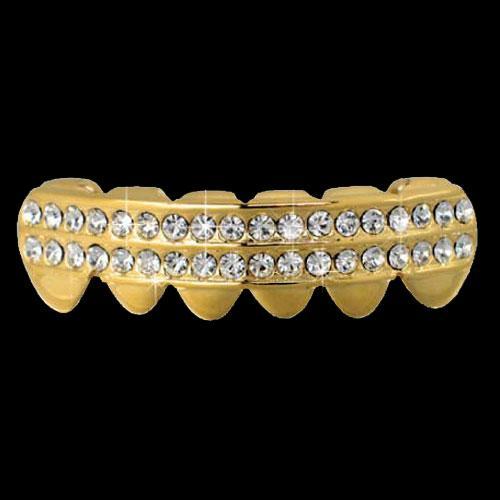 Grillz Iced Out Gold Tone Teeth Grills Hip Hop Bling BOTTOM