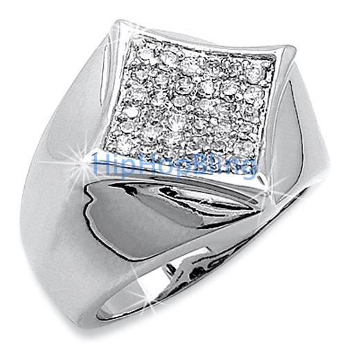 Kite 36 Stones CZ Micro Pave .925 Sterling Silver Mens Ring