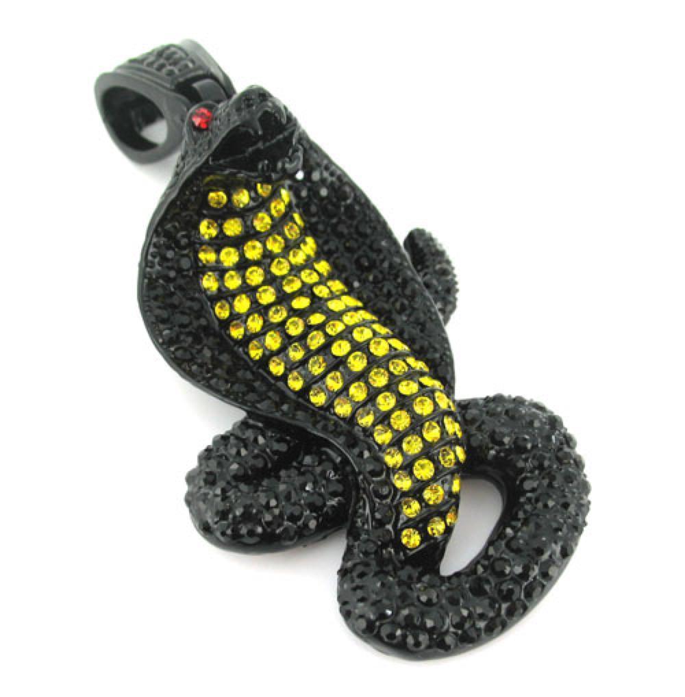 Canary on Black King Cobra Pendant