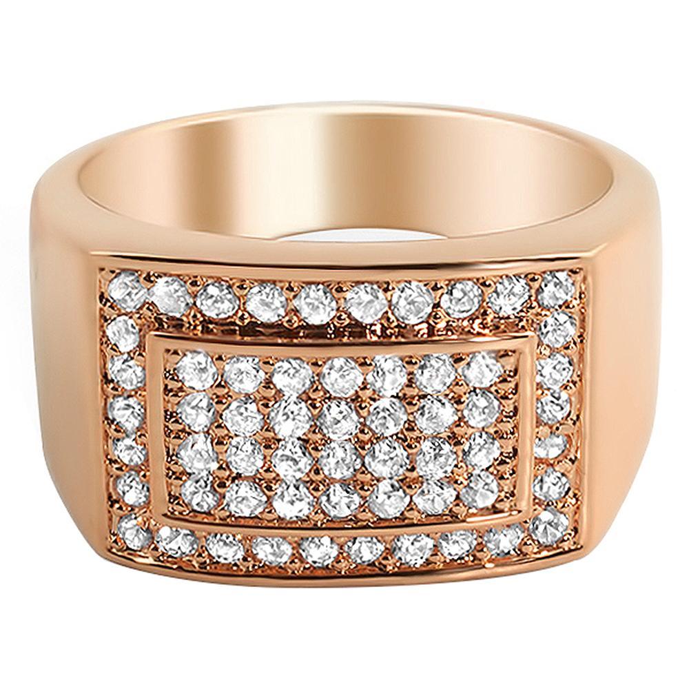 Gold Clean Box CZ Mens Micro Pave Bling Bling Ring