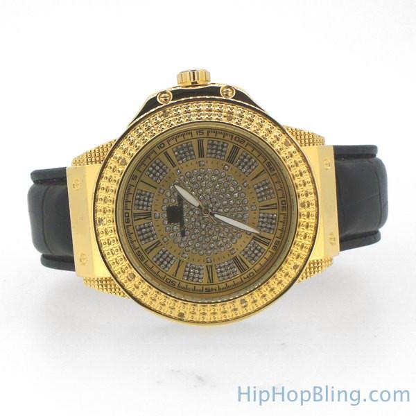 Gold Designer Super Techno Real Diamond Watch
