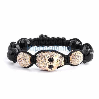 Gold Skull Bling Bling Disco Ball Bracelet