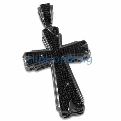 Hot Black Bling Bling Cross CZ Micro Pave Pendant