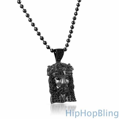 Micro Jesus Piece Pendant Black