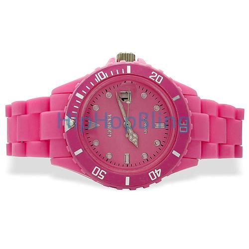 Pink Plastic Submariner Date Fashion Watch
