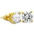 White CZ Diamond Round Stud Earrings Gold
