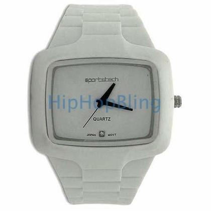 White Rubber Fashion Mens Watch